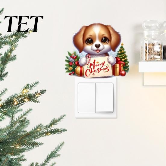 Self Adhesive Festive Wall Stickers Christmas Switch Stickers, Removable Santa Claus/Puppy/Reindeer/Elf/Pickup Truck Light Decorative Holiday