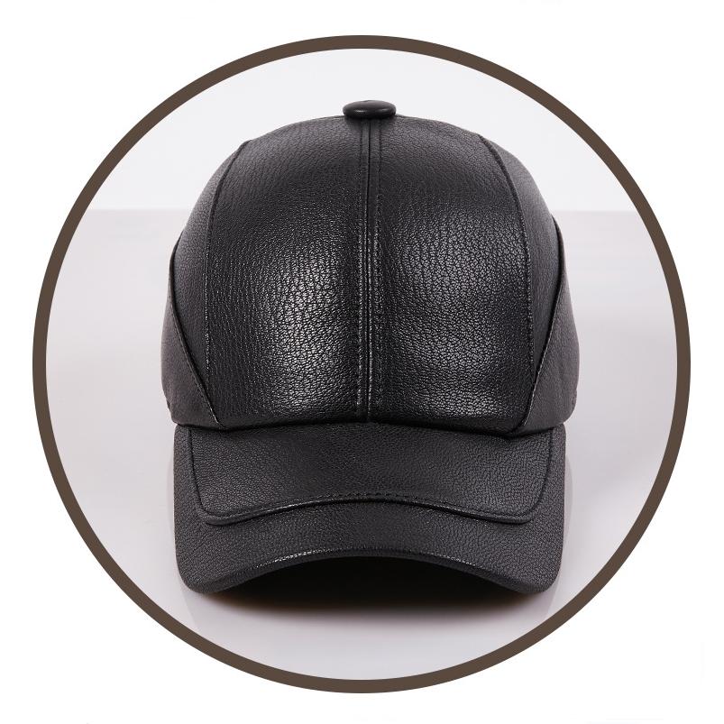 Бейсболка повседневная модная шляпа осень и зима плюс бархатная кепка кожаная бейсболка для мужчин