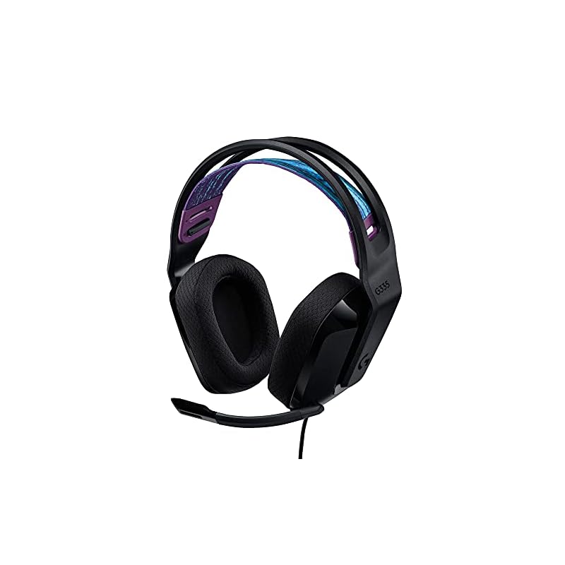 Игровая гарнитура Logitech G G335 G335BK - Легкая (222 г), 3,5 мм, Проводные, Стерео 2.1ч, Переворачиваемый микрофон с функцией Mute, Совместимость с микрофоном, PS5, PS4, ПК, Switch 2, Xbox,