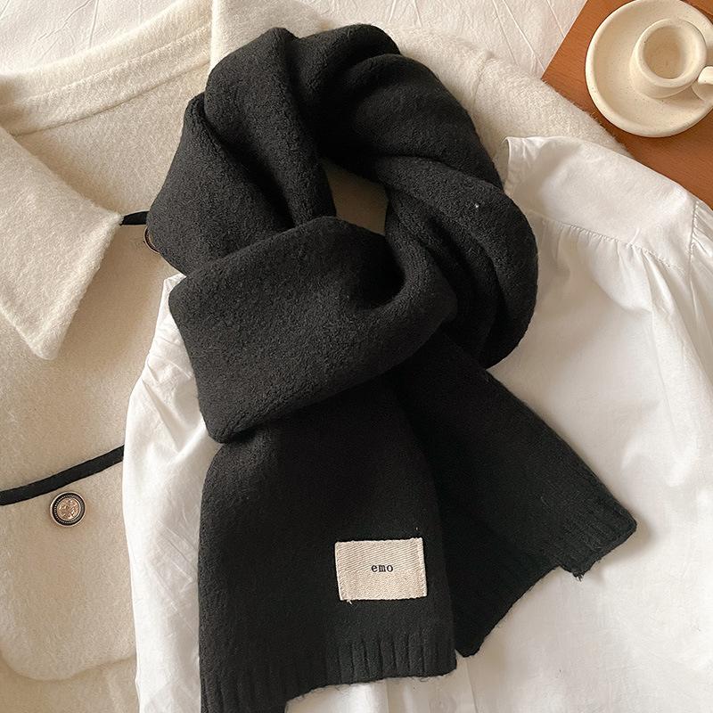 Exquisite Gentle Solid colored Small Scarf Whitening Knitted Woolen Short Scarf Autumn and Winter Warm Couple Style Simple and Elegant