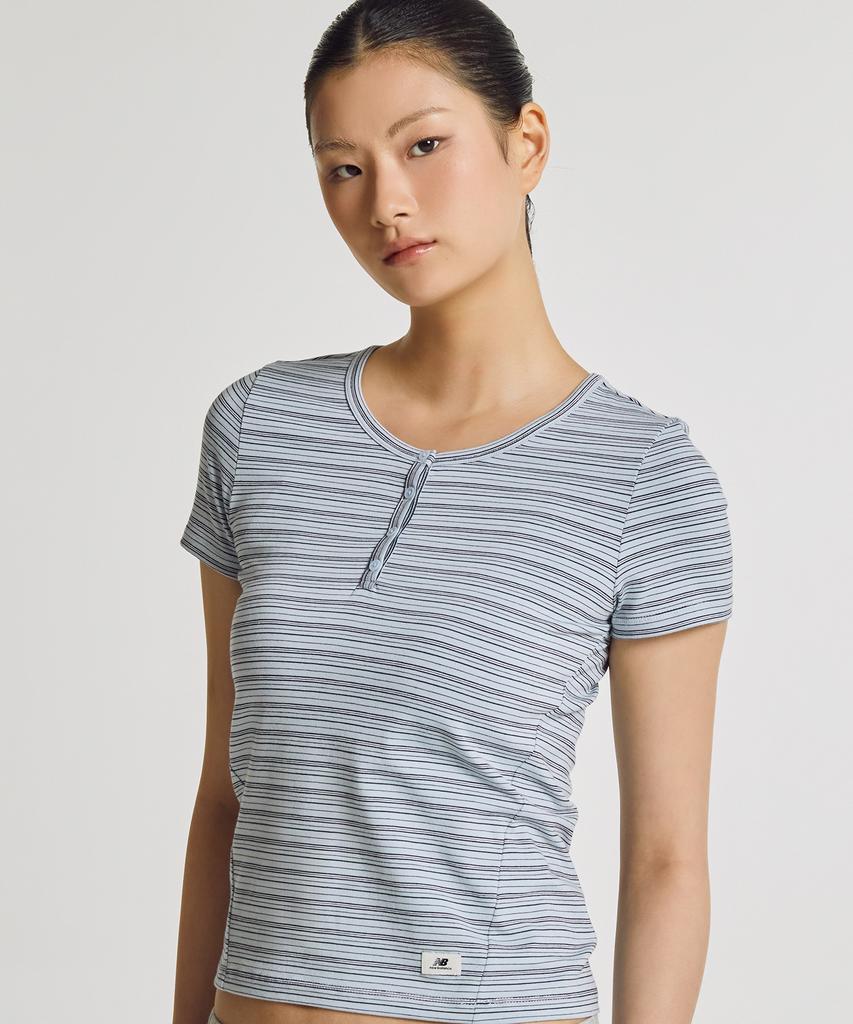 Nyuballanseu Nbneg3W122 / Женская футболка-henley с коротким рукавом (Л/Синий)