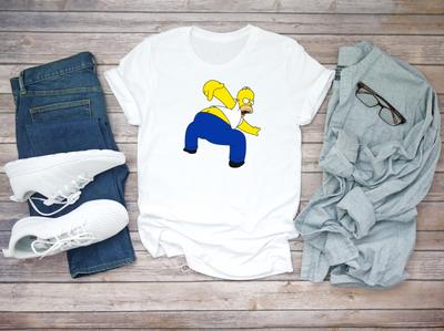 Homer Simpson Kiss My Ss Short Sleeve White Men T-shirt F297