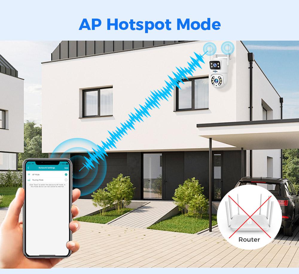 Уличная WiFi-камера Hiseeu 4K 6MP, двойной объектив, двойной экран, двусторонняя аудиосвязь, цветное ночное видение, автоматическое слежение, обнаружение человека ИИ