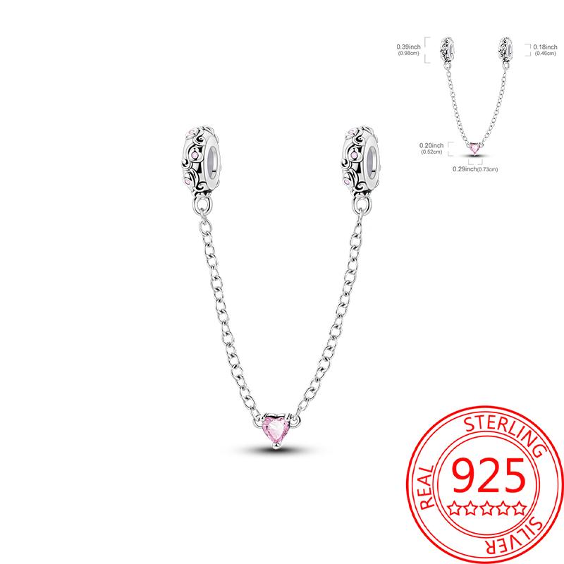 Медные Блестящие Розовые Подвески-Шармы в Форме Сердца Подходят для Оригинального Браслета для Женщин Ювелирные Изделия в Подарок на День Святого Валентина