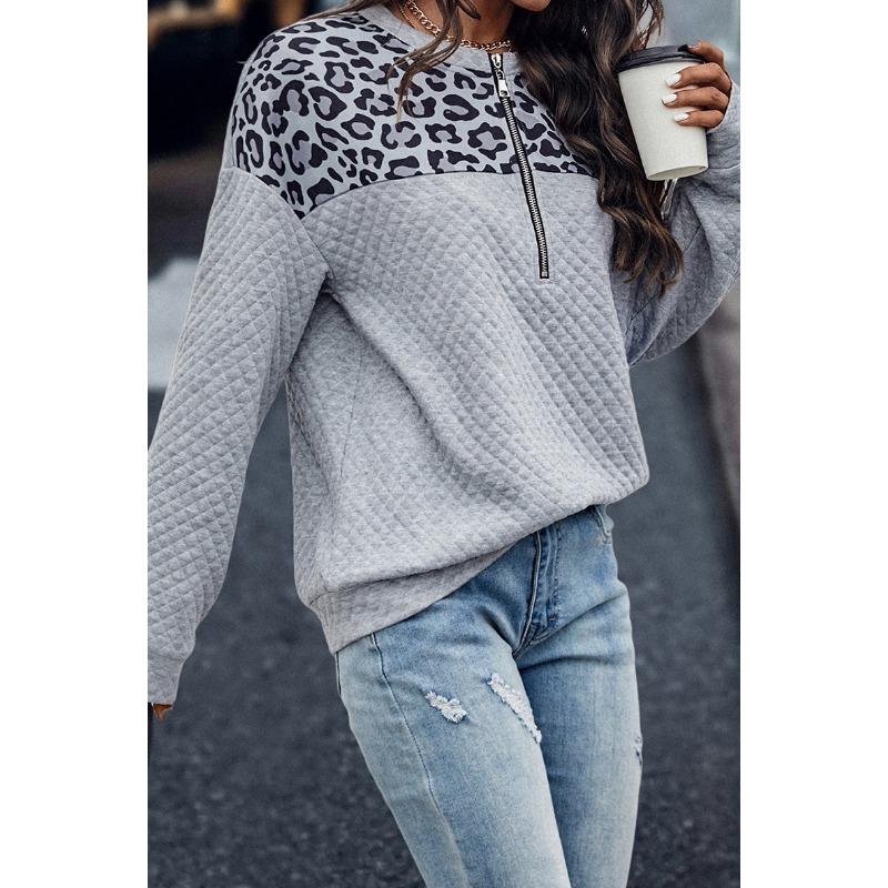 Осенне-зимняя леопардовая толстовка с капюшоном на молнии для женщин, повседневная теплая толстовка с капюшоном, длинный рукав