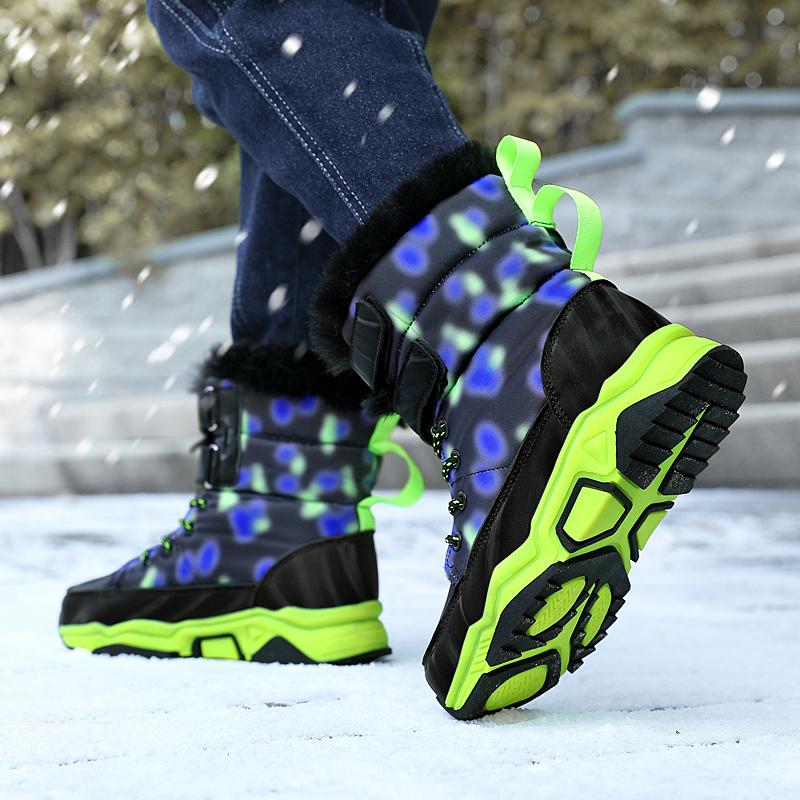 Зимние детские ботинки большого размера на липучке, нескользящие, износостойкие и мягкие, теплые, для улицы, высокие хлопковые ботинки для снега