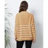 Женский свитер в полоску, лоскутное шитье, свободный свитер с высокой горловиной и застежкой-молнией
