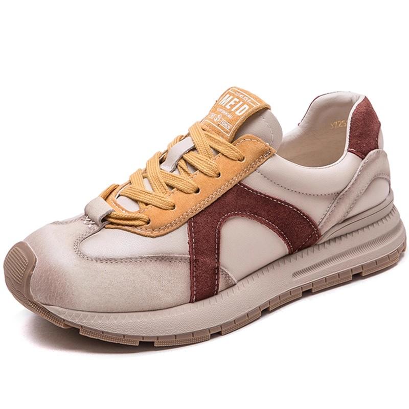 Fashion GKTINOO 2025 Autumn New Genuine Leather Sneakers Casual Sports Shoes Soft Soled Comfortable Retro Women's Flat Shoes