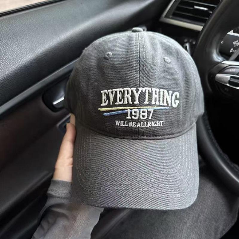 Big Head Circumference Trendy Brand 1987 Letter Embroidered Baseball Cap Men And Women Shopping Cap Showing Face Small Hat