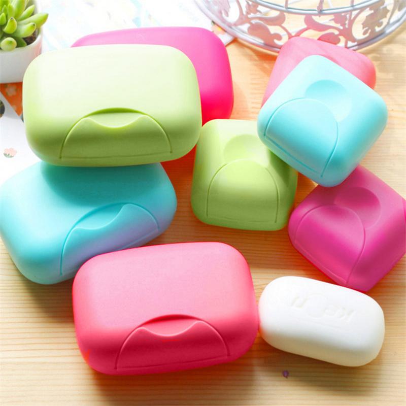 Small/Large Sizes Portable Travel Soap Box With Cover Durable Plastic Soap Dish Holder Candy Colors Case For Bathroom