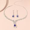 3 Women's Fashion Claw Chain Series Sapphire Droplet Earrings with Necklace Jewelry Set Party Accessories