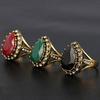 Women's Vintage Ethnic Inlaid Shiny Rhinestone Water Drop Shape Ring Jewelry