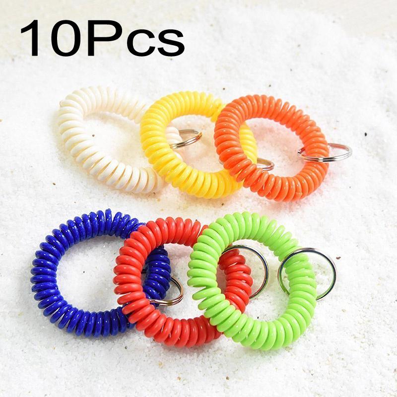 10pcs Coil Stretch Wristband Keychain