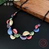 Новое красочное ожерелье с лепестками луны неправильной формы, модная женская шейная цепочка с красочной масляной росписью в виде цветка-полумесяца
