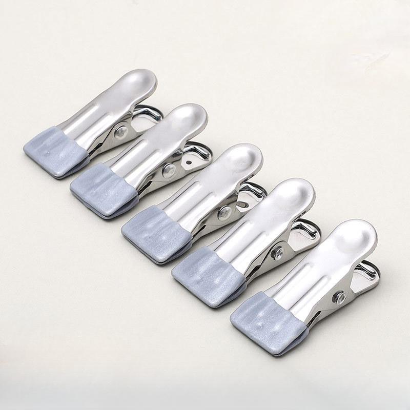5pcs Clothes Clip Stainless Steel Clothespins Household Windproof Large Clip Wardrobe Organizers Sheets Quilt Holder Clip