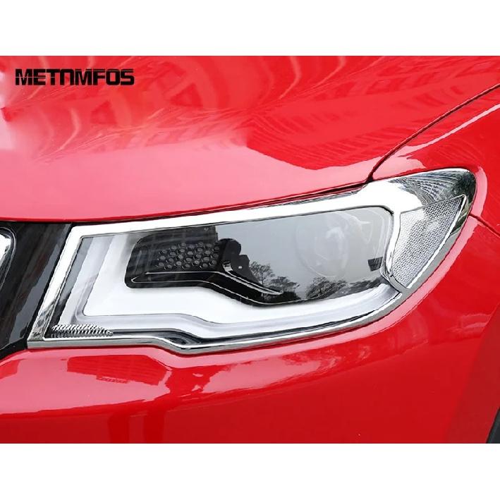 Head Light Lamp Cover Trim For Jeep Compass 2017 2018 Chrome Front Headlight Protection Frame Exterior Accessories