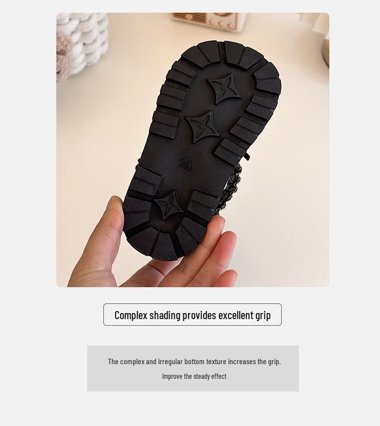 Корейские ретро женские черные зимние кожаные ботинки 2025: Хлопковые короткие ботинки в стиле Лолита с бантом для малышей