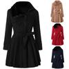 Women's Fashion Lapel Double-Breasted Thick Wool Trench Casual Coat Jacket