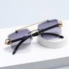 Солнцезащитные очки премиум-класса без оправы в стиле ретро для мужчин с защитой от ультрафиолета, модные солнцезащитные очки высокого класса для женщин