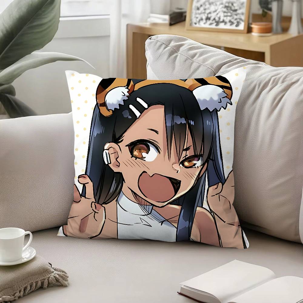 Cute H-Hayase Nagatoro Throw Pillow Covers Pattern Cushion Cover Suitable For Sofa Bedroom Car Pillow Cover