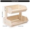 2 Layer Wood Fruit Bowl Holder And Bread Basket Display Shelves Ideal For Storing Fruits Vegetables Snacks In Kitchen