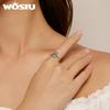 WOSTU 925 Sterling Silver Vintage Style Lucky Hand Of Fatima Opening Ring Blue Demon's Eye Stackable Rings Party Jewelry Gift