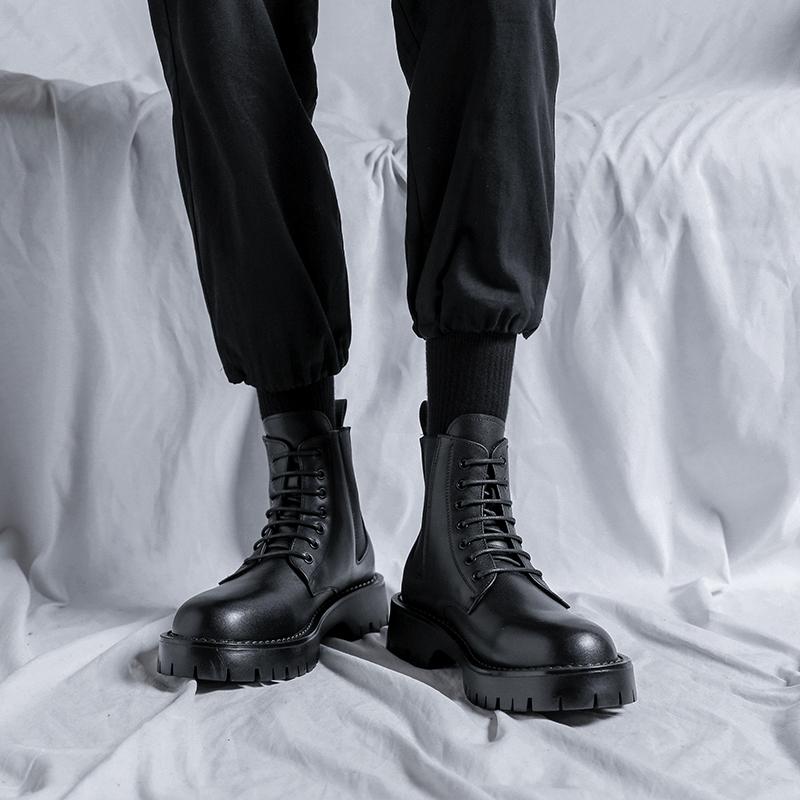 Мужские деловые ботинки на толстой подошве. Модные классические универсальные стили. Обувь для отдыха и моды. Обувь для вечеринок и отдыха для взрослых, офиса и улицы. Мотоциклетная обувь.