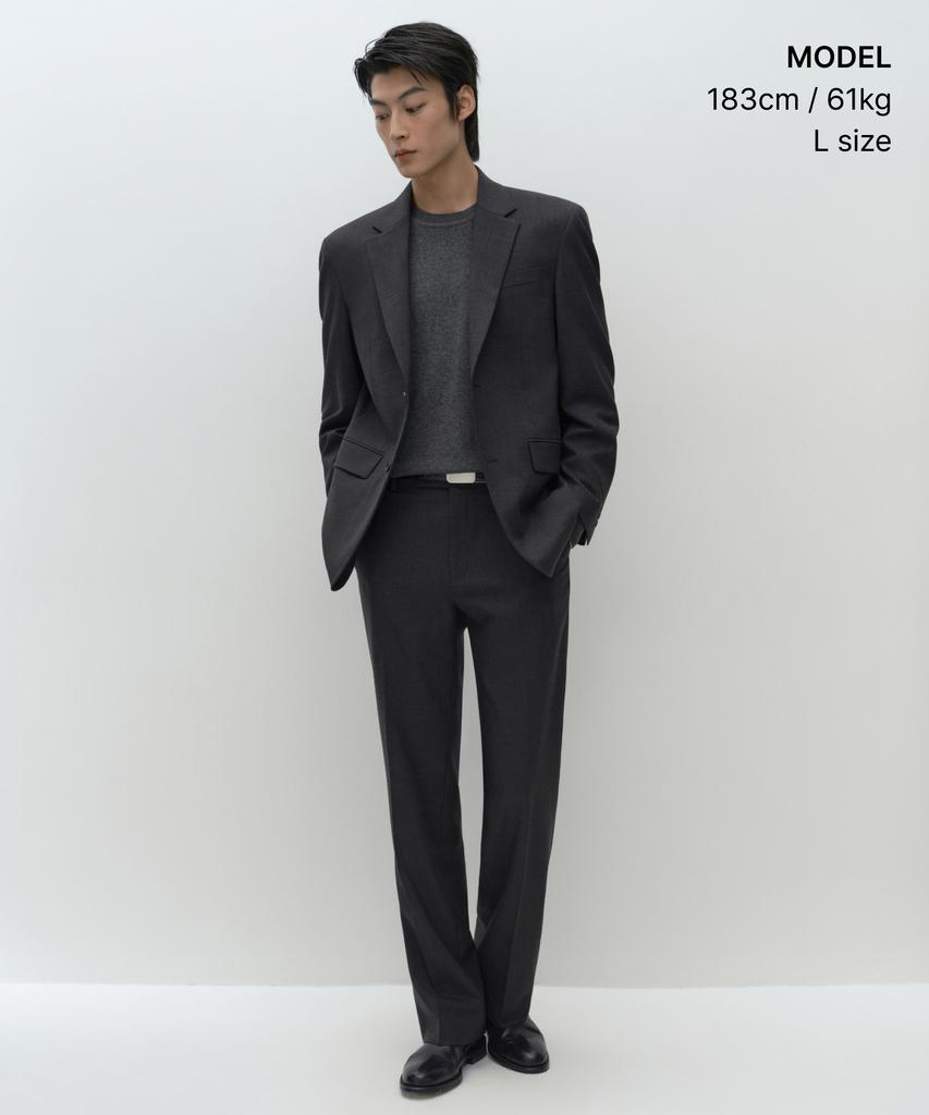MUSINSA STANDARD [Plus] Relaxed Basic Wool Blazer [Charcoal Grey]