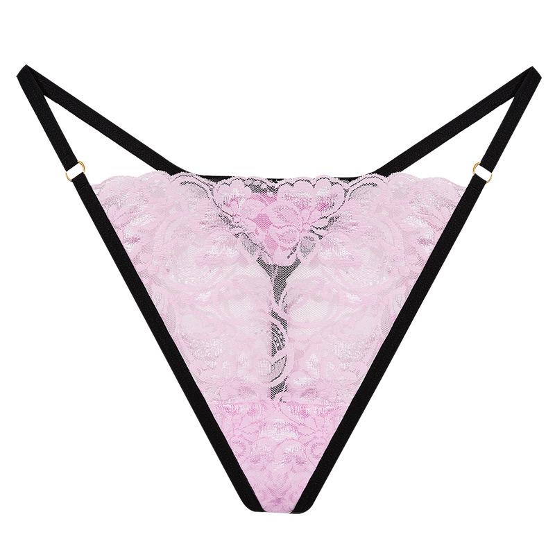 Women's Lace Thong: Low Waist, Hip Lift, High Cut, Metal Detail, Thin Strap, Sexy T-Pants
