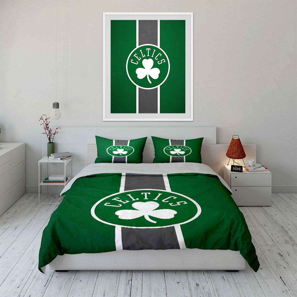 Green Celtics Logo Bedding Set Bedding Duvet Cover Set Duvet Cover Pillowcases (1 * Duvet Cover 2 * Pillowcases, without duvet insert)