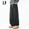 CHOCOOLATE Men's Winter Splicing Wide-Leg Casual Pants