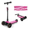 Besrey Кикборд Кик для Детей 3 Колеса 3 Уровня Направление Высота Заднего Колеса Подсветка LED Легко на День Рождения Розовый Самокат, Детский, Самокат, Трехколесный,