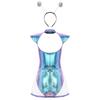 Womens Space Alien Cosplay Costume Fly Sleeve Cutout Briefs Bottom One Piece Bodysuit with PVC Skirt Hair Hoop Headband