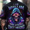 2025 New Men's Summer Gothic Letter and Skull Print Comfortable and Breathable Round Neck T-shirt Outdoor High Street Clothing