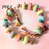 Parrot Beak Grinding Stone Stone, Colorful Beaded Chew Toy with Bell, Birdcage Care Hanging for African Grey Cockatiels Budgies Anxiety And