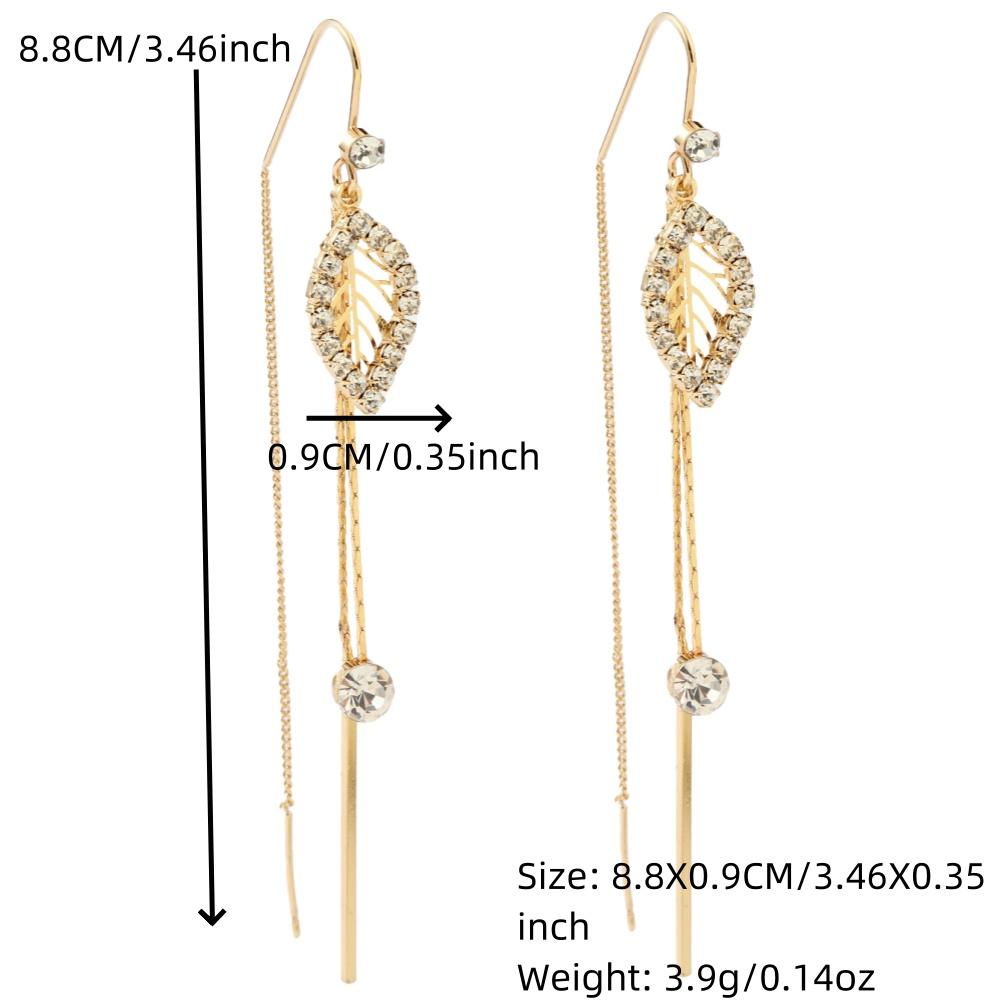1Pair Luxuri Ous Cubic Zirconia Leafs Ear Line Long Hanging Drop Earrings for Women Piercing Threader Earing Ear Accessories Jewelry