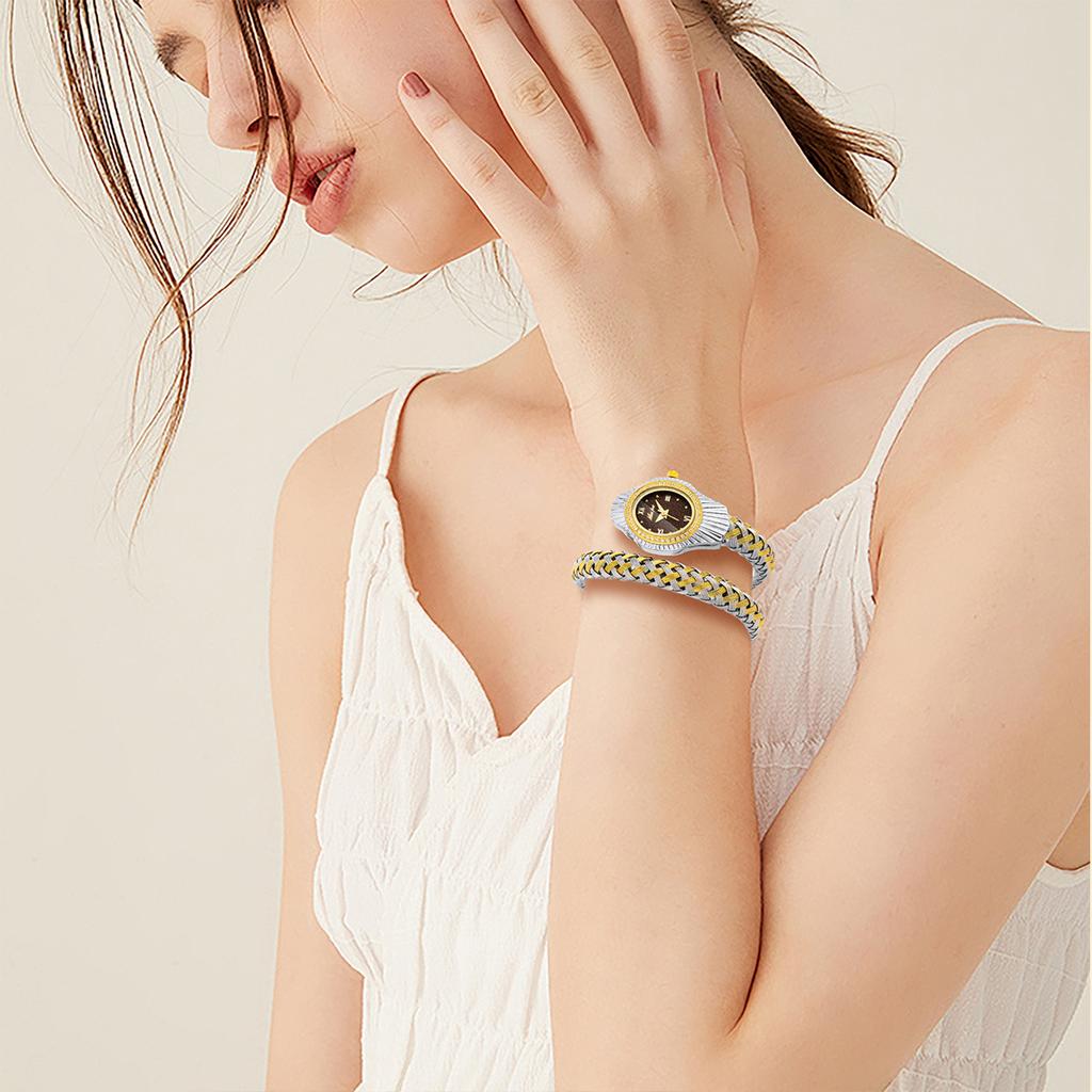 MISSFOX Luxury Women Diamond Quartz Watches Fashion Ladies Stainless Steel Snake Shaped Wristwatch Women's Clock Relógio Feminino