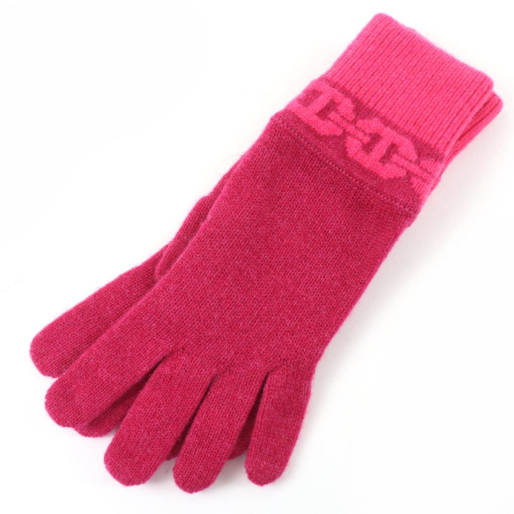 Excellent HERMES gloves Heaven Chaine d'Ancre motif knit gloves pink cashmere S Used