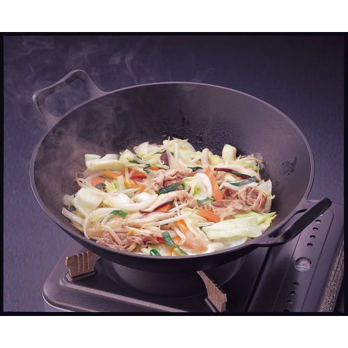 Iwachu Deep (Medium) Wok, Black, 31.5cm Inner Diameter, for Direct Heat, Nanbu Ironware, 21052