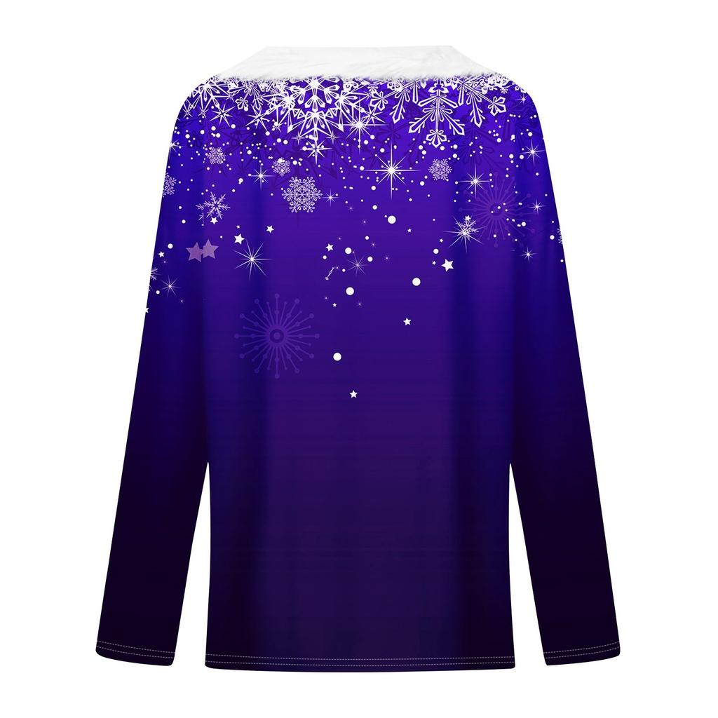 Рубашки с длинным рукавом для женщин Милые топы Рождественские принты Футболки Блузки Повседневные топы больших размеров Базовые топы Пуловеры