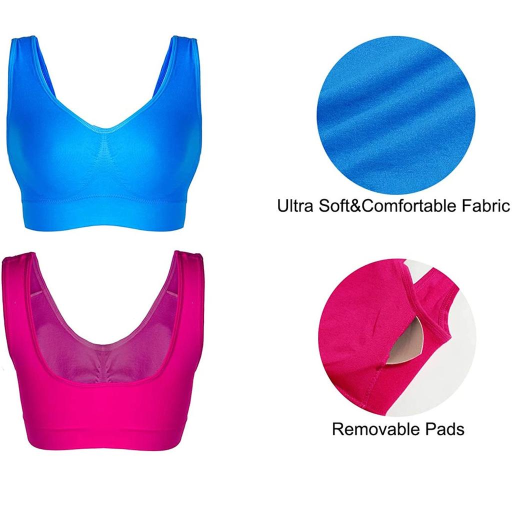 Комплект из 5 бесшовных спортивных бюстгальтеров для йоги без косточек со съемными подушечками для женщин