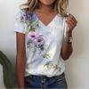 Футболка с 3D-принтом «Цветочная бабочка», женская, с V-образным вырезом, с коротким рукавом, топы Y2k, уличная одежда, футболки больших размеров в стиле Харадзюку, женская одежда