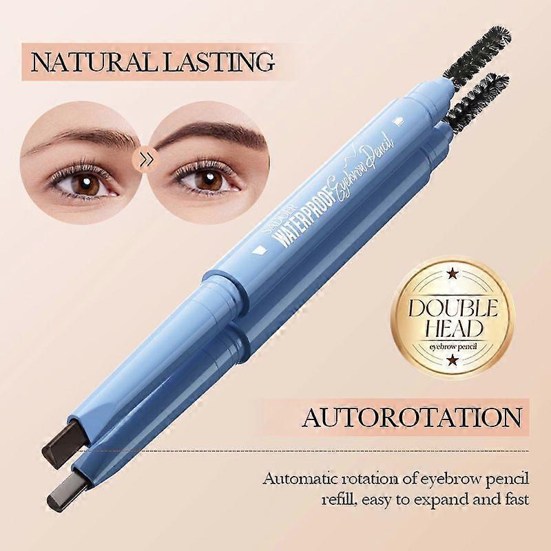 Waterproof Natural Double-Headed Eyebrow Pencil 0.4Gsadoer Finishing Anti-Smudge Eyebrow Pencil Brush