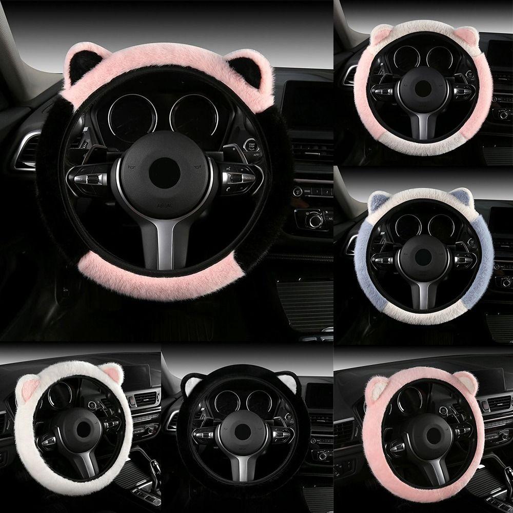 Soft Steering Wheel Cover Cute Cat Ears Steering Wheel Cover Plush Steering Cover for Car Steering