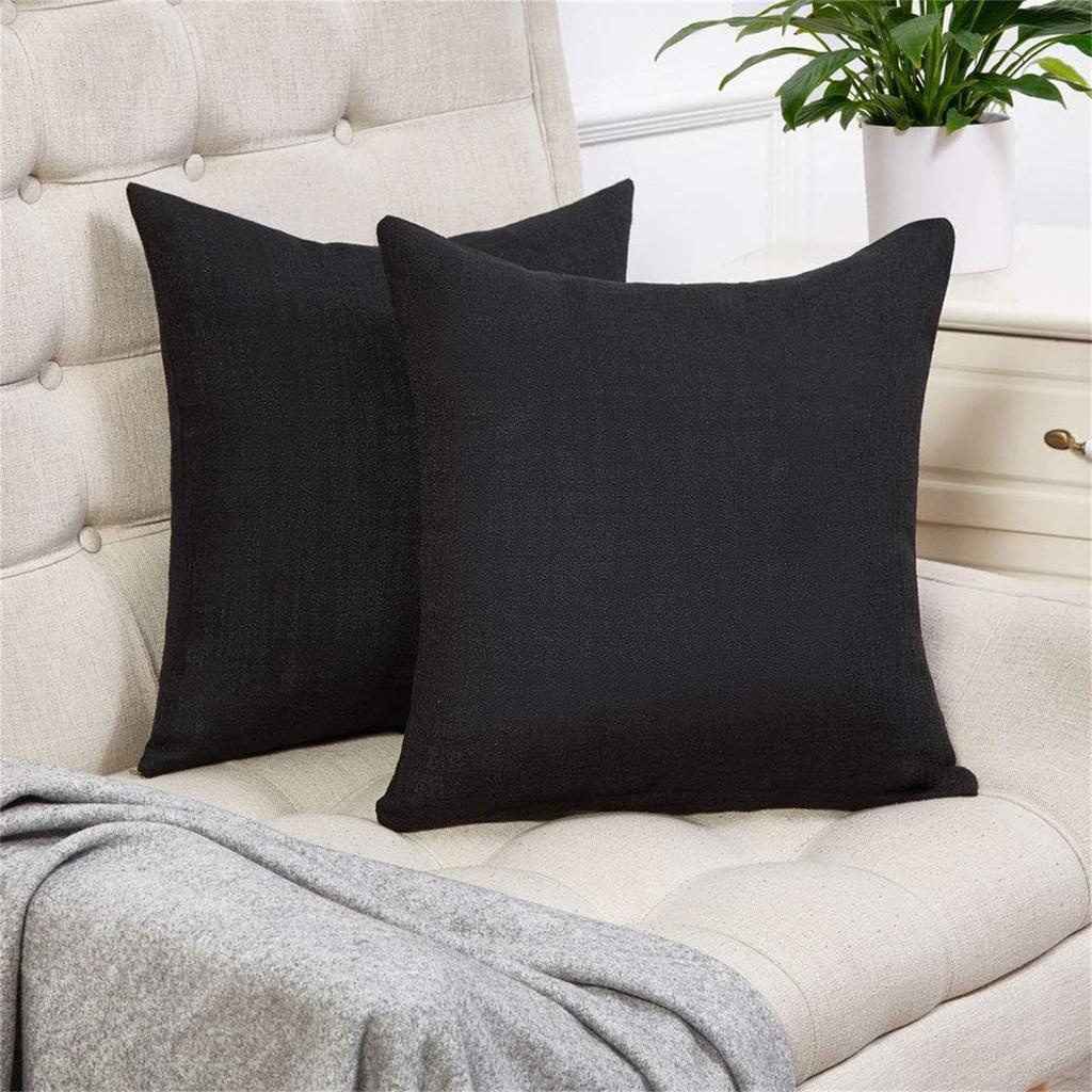 Solid Color Linen Sofa Pillow Cushion, Living Room Pillow Headboard, Backrest Pillowcase With Pillow 2pc