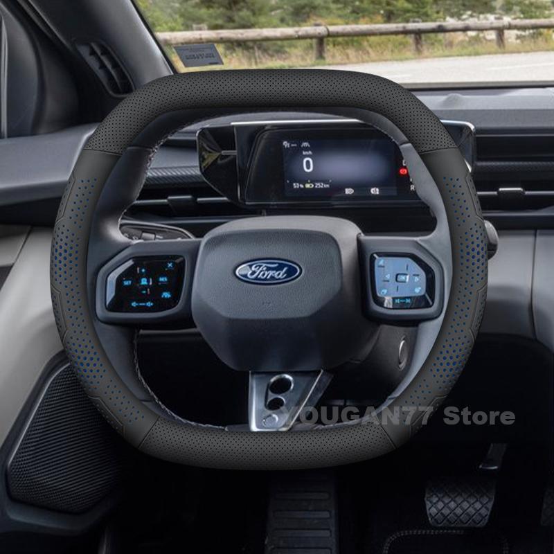 UYEG8 Leather Car Steering Wheel Cover For Ford Capri 2025 Double D-type Covers For Covers Auto interior Ford Capri Accessories 2025