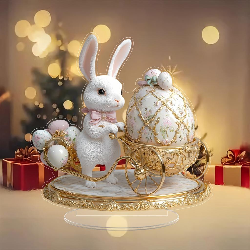 2D плоский акрил 1Ретро стиль Кристалл Пасхальный кролик Украшение Пасхальное украшение Кролик Украшение Пасхальный весенний декор Подарок