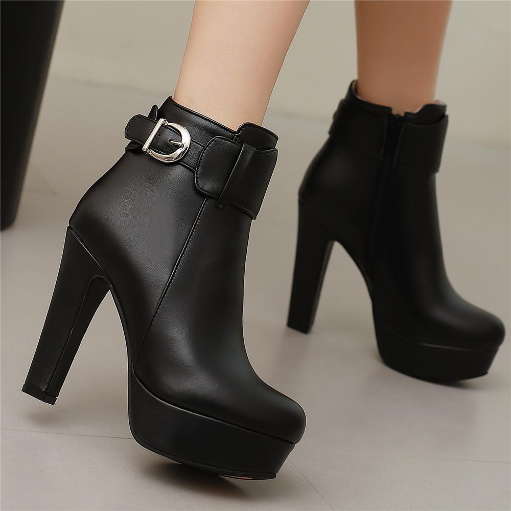 Модная женская обувь Модные короткие ботинки Осень Зима Сексуальные ботильоны на платформе для женщин Черные Красные Желтые Белые Женские туфли Большие 34-46