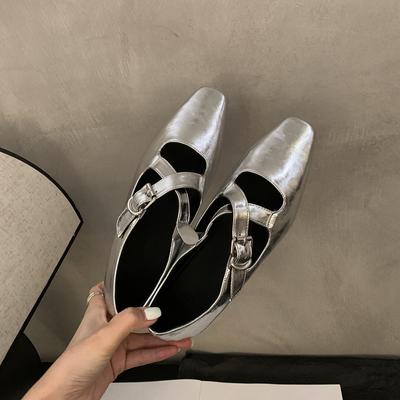 Нишевые туфли Мэри Джейн серебристого цвета на мягкой подошве с увеличением внутренней высоты, женские, новые, ретро, на одной педали, одинарные туфли женские