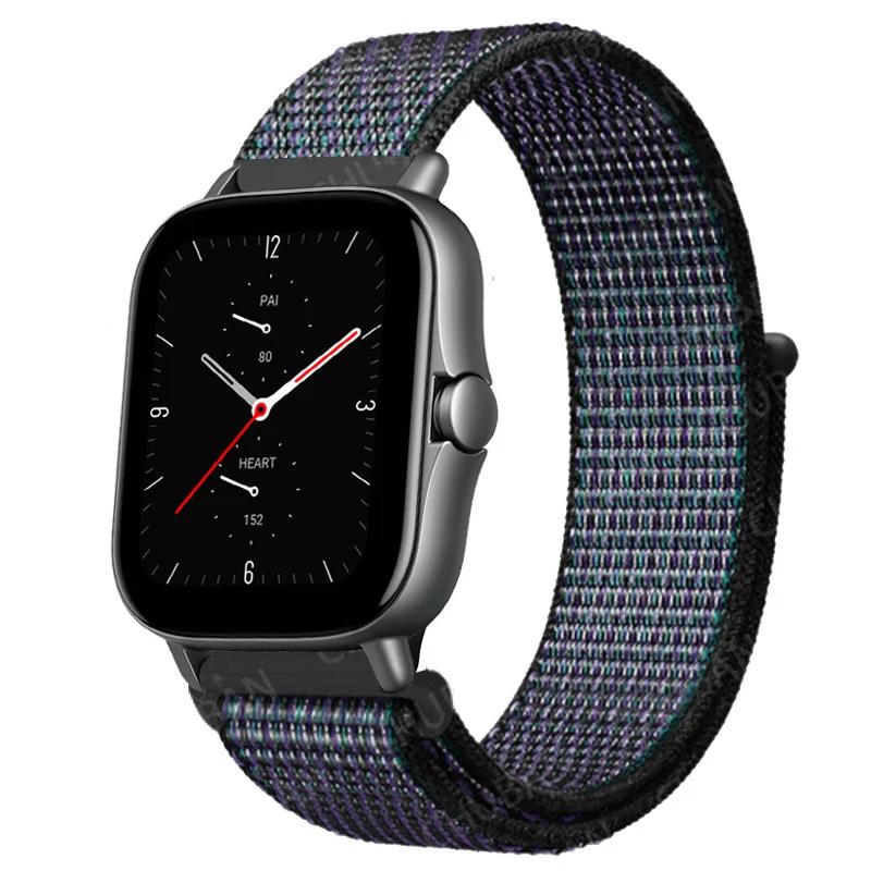 20mm/22mm Nylon Loop Watch Band For Amazfit GTS/4/2/2e/3/GTS2 Mini/GTR 4/3 pro/GTR2/2e/stratos 2/3 Bracelet Amazfit Bip-u Strap